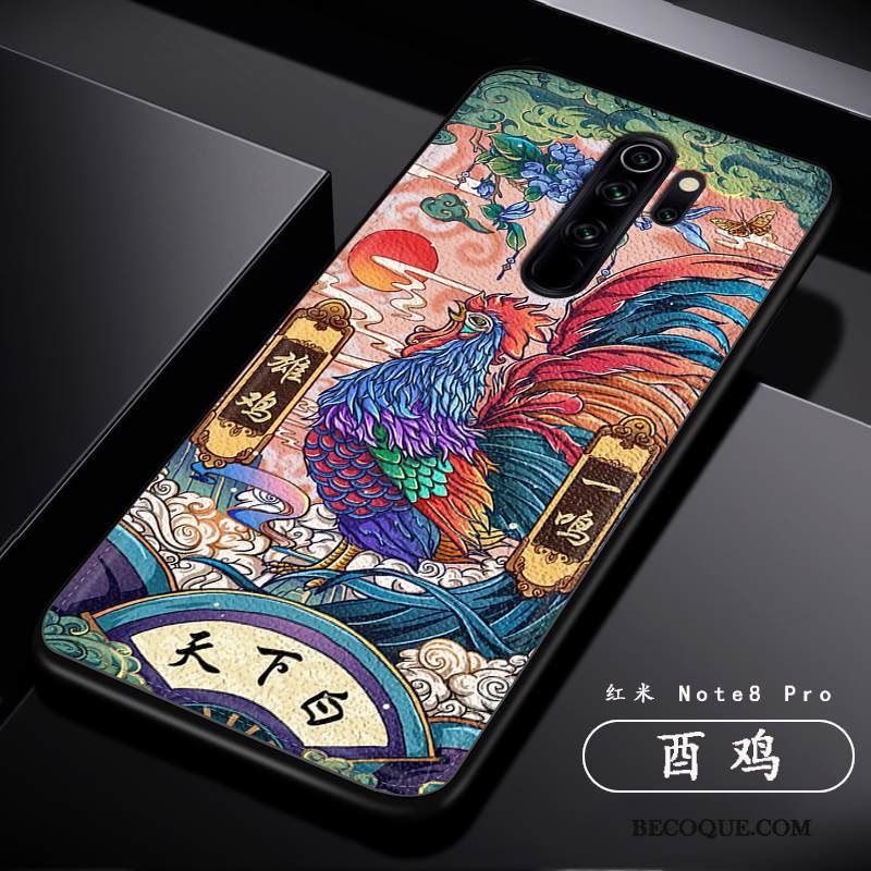 Kuori Redmi Note 8 Pro Nahka Kiinalainen Tyyli Puhelimen Kuoret, Kotelo Redmi Note 8 Pro Laukut Punainen Kukkakuvio