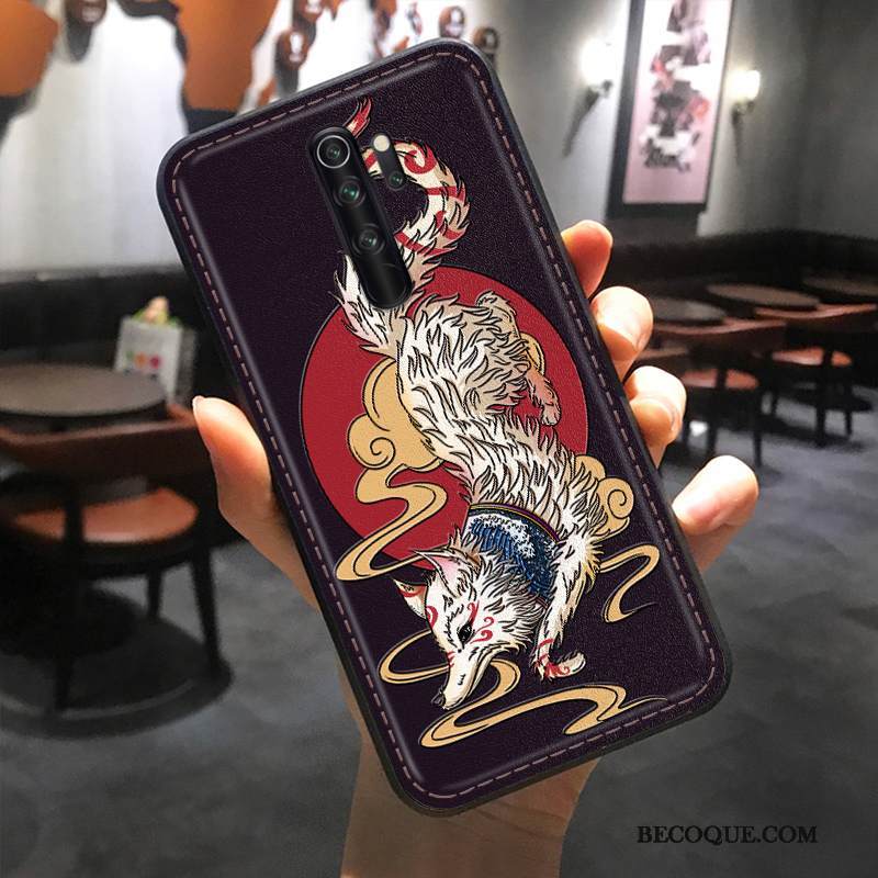 Kuori Redmi Note 8 Pro Nahka Murtumaton Trendi, Kotelo Redmi Note 8 Pro Kohokuviointi Puhelimen Kuoret Kiinalainen Tyyli