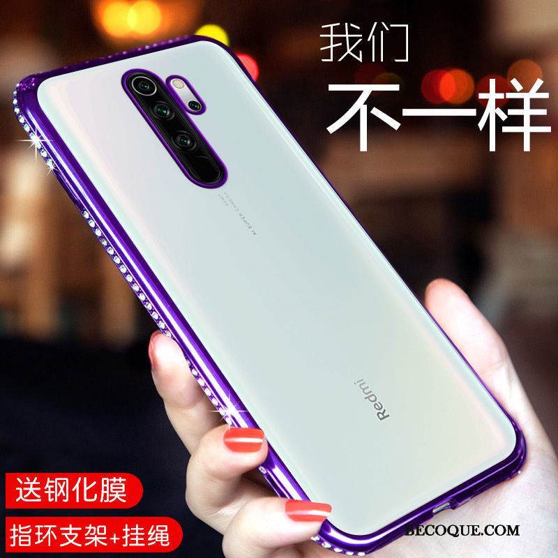 Kuori Redmi Note 8 Pro Pehmeä Neste Tyylikäs Violetti, Kotelo Redmi Note 8 Pro Rhinestone Inlay Puhelimen Kuoret Punainen
