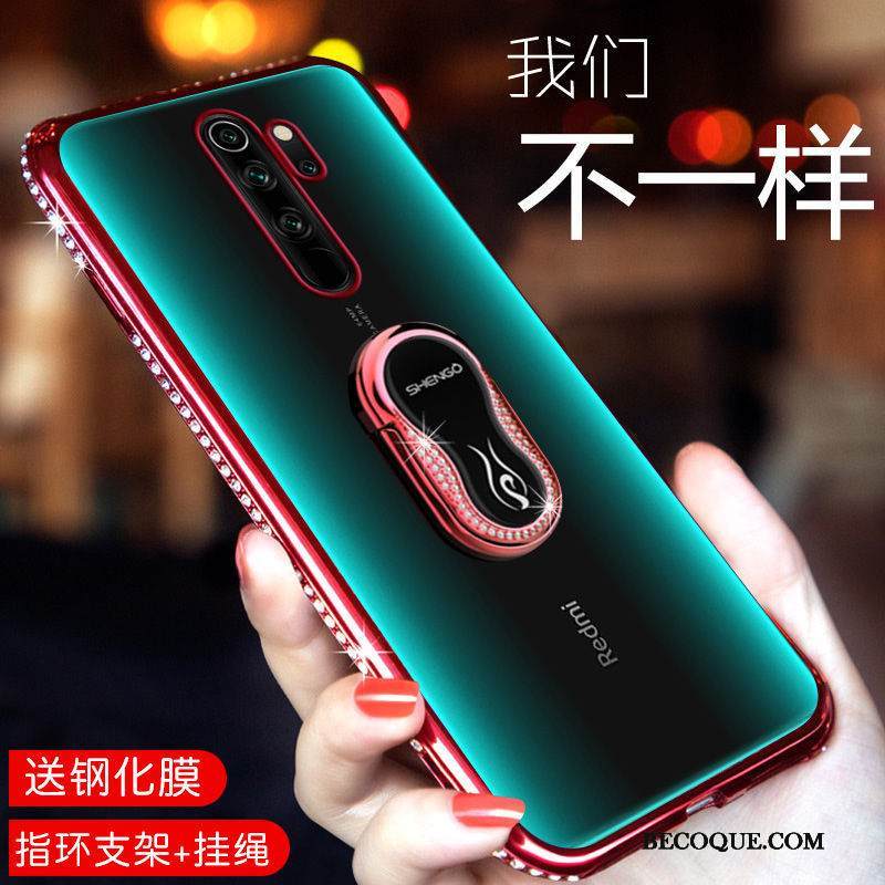 Kuori Redmi Note 8 Pro Pehmeä Neste Tyylikäs Violetti, Kotelo Redmi Note 8 Pro Rhinestone Inlay Puhelimen Kuoret Punainen