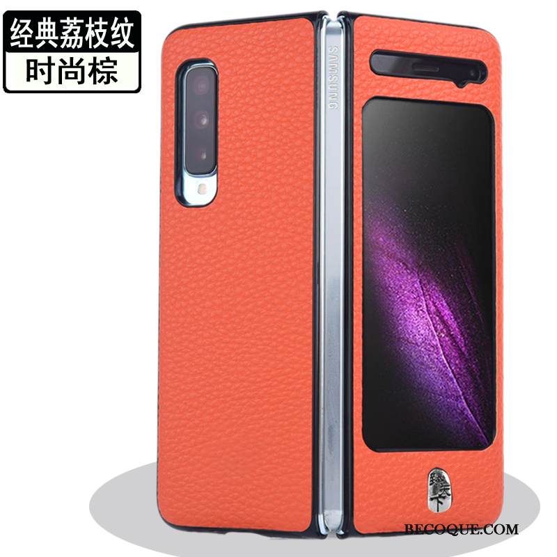 Kuori Samsung Fold Nahka Puhelimen Kuoret Murtumaton, Kotelo Samsung Fold Suojaus Pesty Suede Kulta