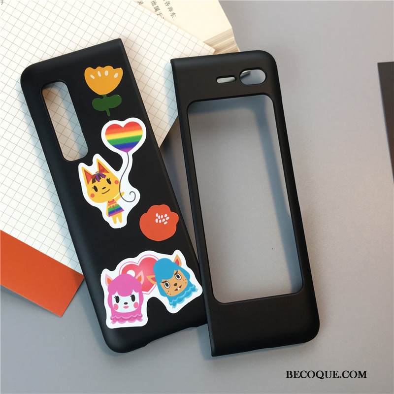 Kuori Samsung Fold Sarjakuva Musta Puhelimen Kuoret, Kotelo Samsung Fold Suojaus Pesty Suede