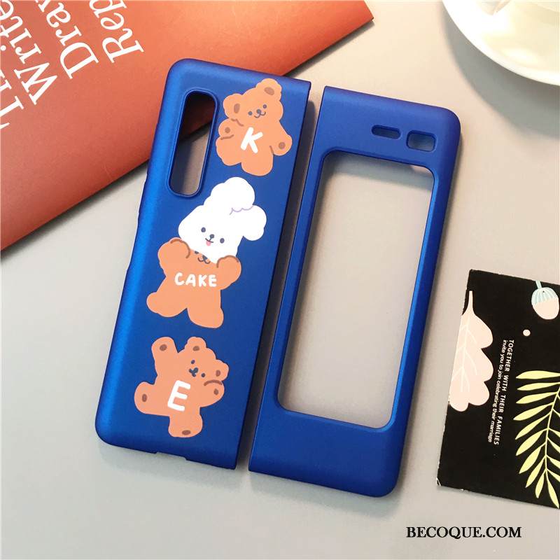 Kuori Samsung Fold Sarjakuva Sininen Ihana, Kotelo Samsung Fold Laukut Puhelimen Kuoret Pesty Suede