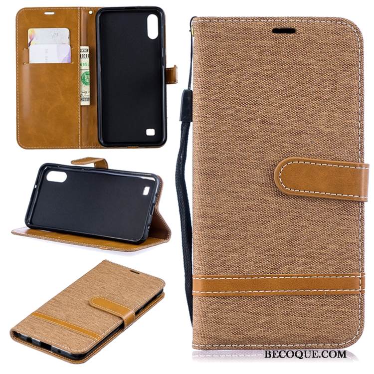 Kuori Samsung Galaxy A10 Nahka Denimi Puhelimen Kuoret, Kotelo Samsung Galaxy A10 Pehmeä Neste Persoonallisuus Harmaa