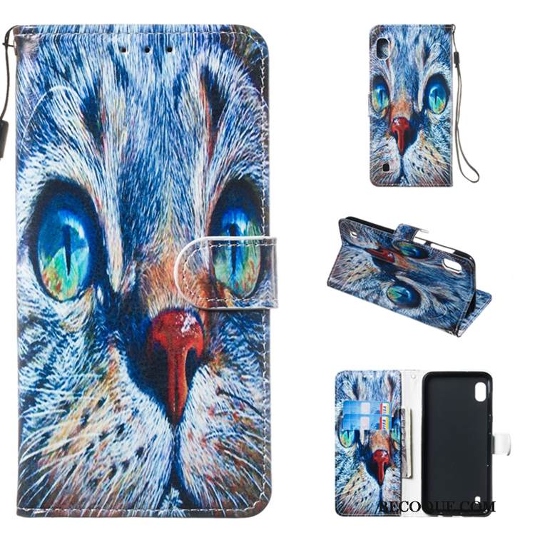 Kuori Samsung Galaxy A10 Nahka Valkoinen Puhelimen Kuoret, Kotelo Samsung Galaxy A10 Kuoret