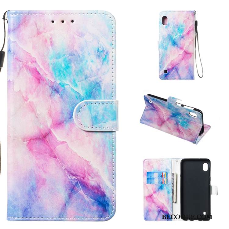 Kuori Samsung Galaxy A10 Nahka Valkoinen Puhelimen Kuoret, Kotelo Samsung Galaxy A10 Kuoret