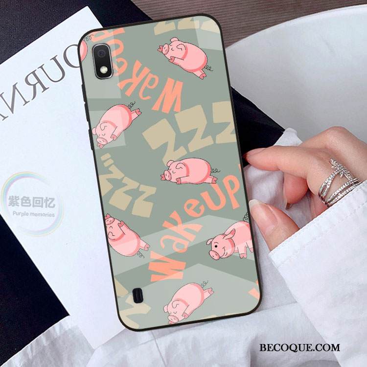 Kuori Samsung Galaxy A10 Sarjakuva Murtumaton Ihana, Kotelo Samsung Galaxy A10 Suojaus Vihreä Lasi