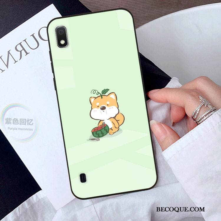 Kuori Samsung Galaxy A10 Sarjakuva Puhelimen Kuoret Lasi, Kotelo Samsung Galaxy A10 Persoonallisuus Vihreä