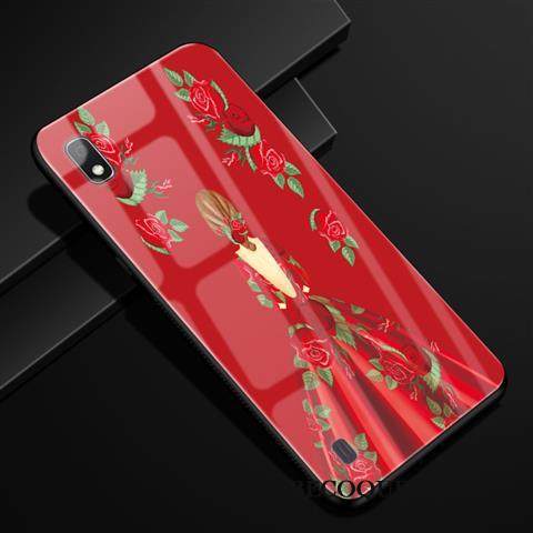 Kuori Samsung Galaxy A10 Ylellisyys Sideharso Lasi, Kotelo Samsung Galaxy A10 Suojaus Punainen Muokata
