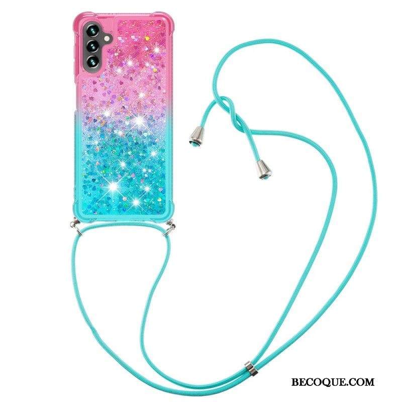 Kuori Samsung Galaxy A13 5G / A04s Silikonipaljetteja Ja Johto