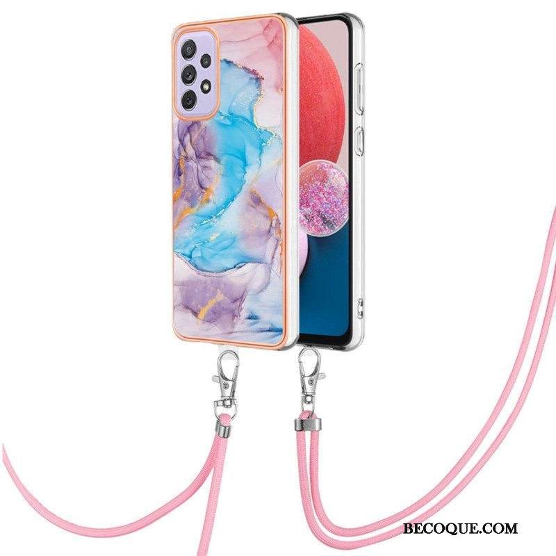 Kuori Samsung Galaxy A13 Kiristysnyörillä Marmoristyylinen Kiristysnyöri