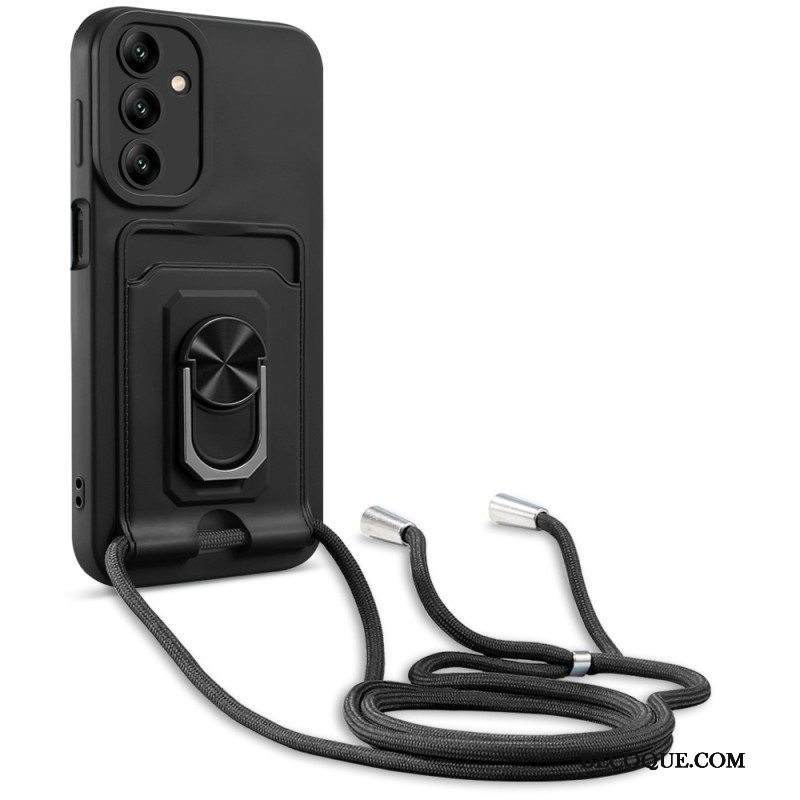 Kuori Samsung Galaxy A14 / A14 5G Kiristysnyörillä Kiristysnyöri Korttipidikkeellä Ja Tukirenkaalla