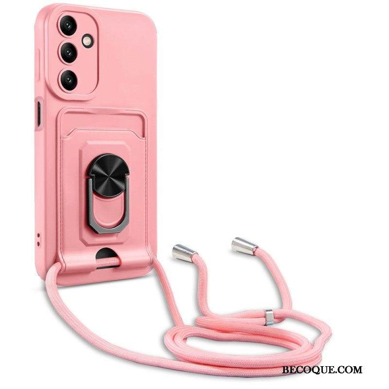 Kuori Samsung Galaxy A14 / A14 5G Kiristysnyörillä Kiristysnyöri Korttipidikkeellä Ja Tukirenkaalla