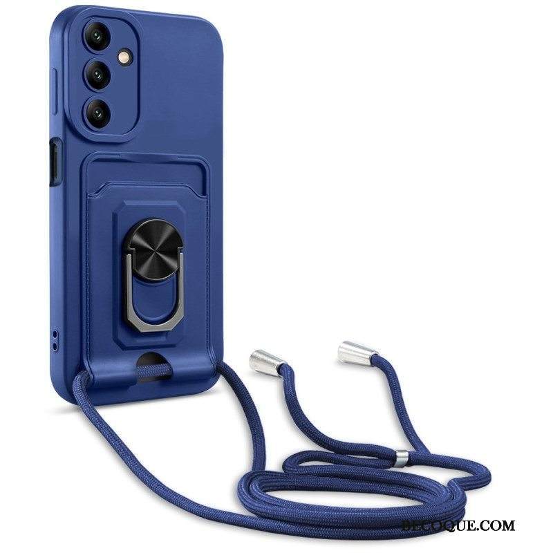 Kuori Samsung Galaxy A14 / A14 5G Kiristysnyörillä Kiristysnyöri Korttipidikkeellä Ja Tukirenkaalla