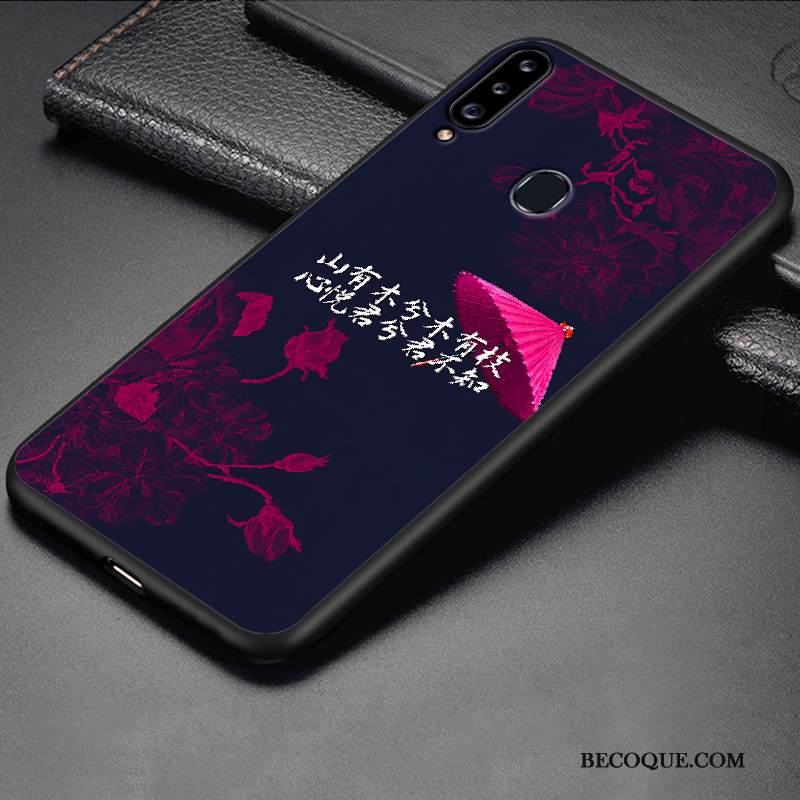 Kuori Samsung Galaxy A20s Laukut Musta Puhelimen Kuoret, Kotelo Samsung Galaxy A20s Sarjakuva Pesty Suede