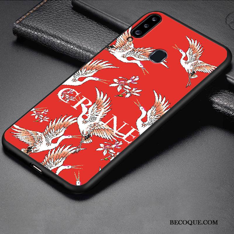 Kuori Samsung Galaxy A20s Laukut Musta Puhelimen Kuoret, Kotelo Samsung Galaxy A20s Sarjakuva Pesty Suede