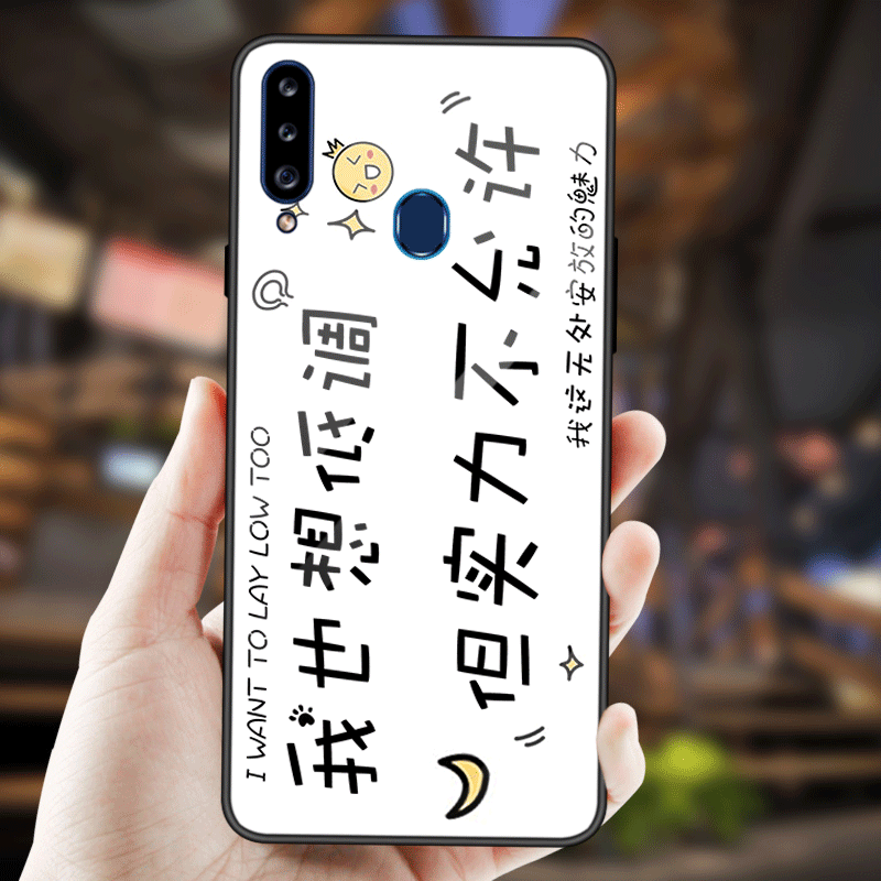 Kuori Samsung Galaxy A20s Laukut Net Red Musta, Kotelo Samsung Galaxy A20s Suojaus Yksinkertainen Karkaisu