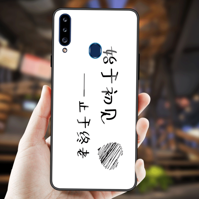 Kuori Samsung Galaxy A20s Laukut Net Red Musta, Kotelo Samsung Galaxy A20s Suojaus Yksinkertainen Karkaisu