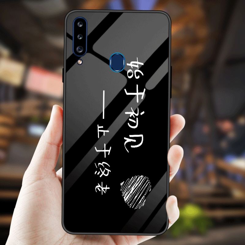 Kuori Samsung Galaxy A20s Laukut Net Red Musta, Kotelo Samsung Galaxy A20s Suojaus Yksinkertainen Karkaisu