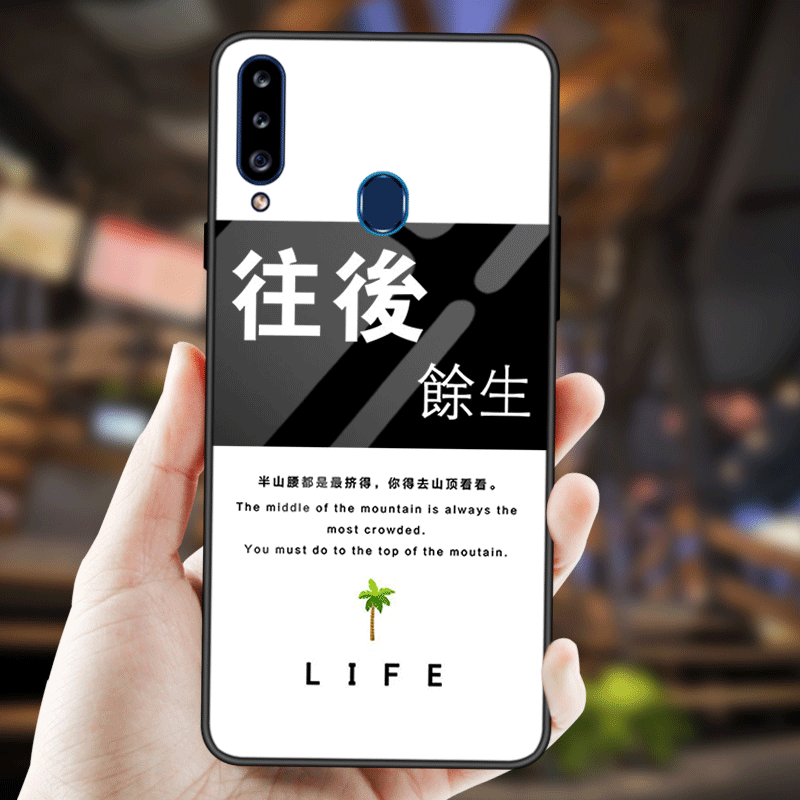 Kuori Samsung Galaxy A20s Laukut Net Red Musta, Kotelo Samsung Galaxy A20s Suojaus Yksinkertainen Karkaisu