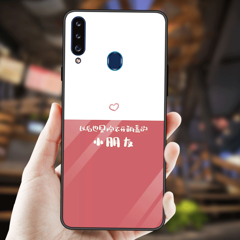 Kuori Samsung Galaxy A20s Laukut Net Red Musta, Kotelo Samsung Galaxy A20s Suojaus Yksinkertainen Karkaisu