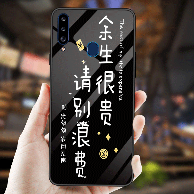 Kuori Samsung Galaxy A20s Laukut Net Red Musta, Kotelo Samsung Galaxy A20s Suojaus Yksinkertainen Karkaisu