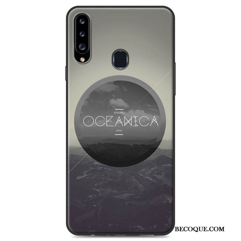 Kuori Samsung Galaxy A20s Silikoni Maisema Sininen, Kotelo Samsung Galaxy A20s Suojaus Yksinkertainen Puhelimen Kuoret