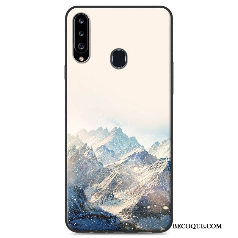 Kuori Samsung Galaxy A20s Silikoni Maisema Sininen, Kotelo Samsung Galaxy A20s Suojaus Yksinkertainen Puhelimen Kuoret
