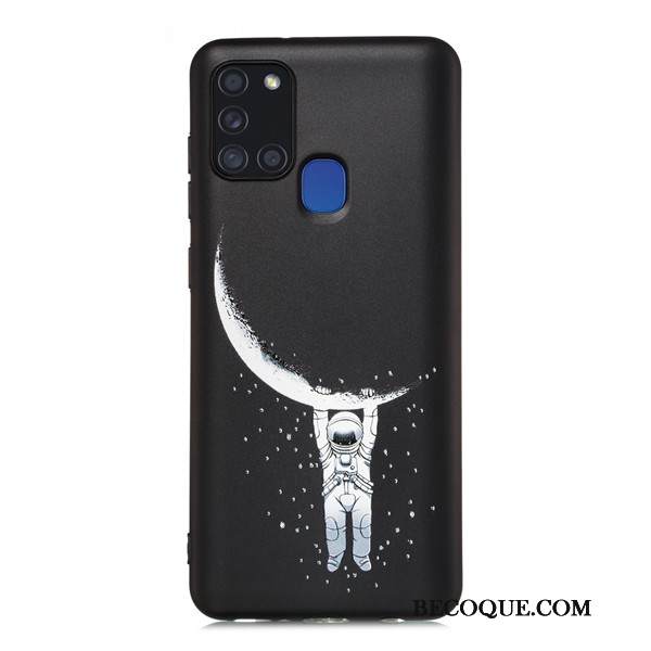 Kuori Samsung Galaxy A21s Laukut Murtumaton Musta, Kotelo Samsung Galaxy A21s Sarjakuva Pesty Suede Puhelimen Kuoret