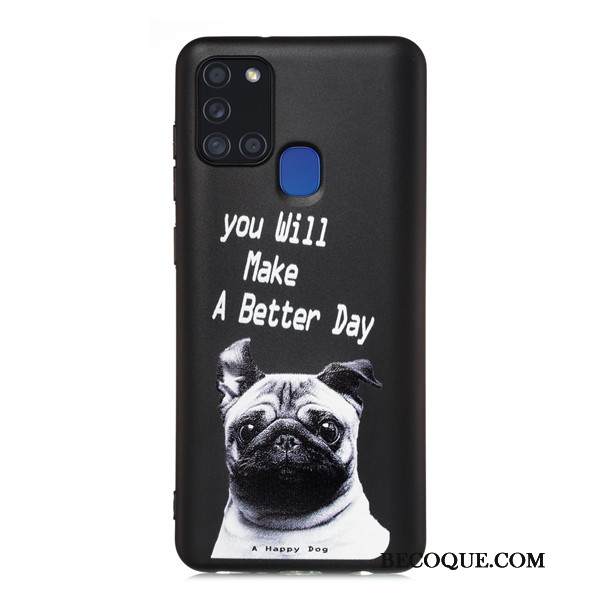 Kuori Samsung Galaxy A21s Laukut Murtumaton Musta, Kotelo Samsung Galaxy A21s Sarjakuva Pesty Suede Puhelimen Kuoret