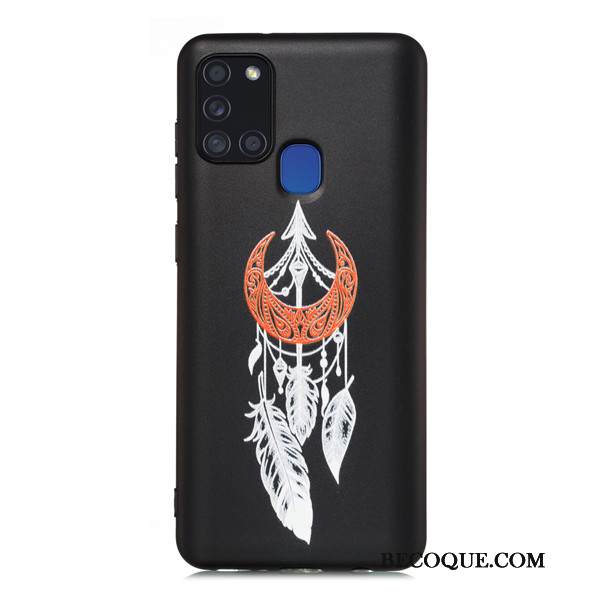 Kuori Samsung Galaxy A21s Laukut Murtumaton Musta, Kotelo Samsung Galaxy A21s Sarjakuva Pesty Suede Puhelimen Kuoret