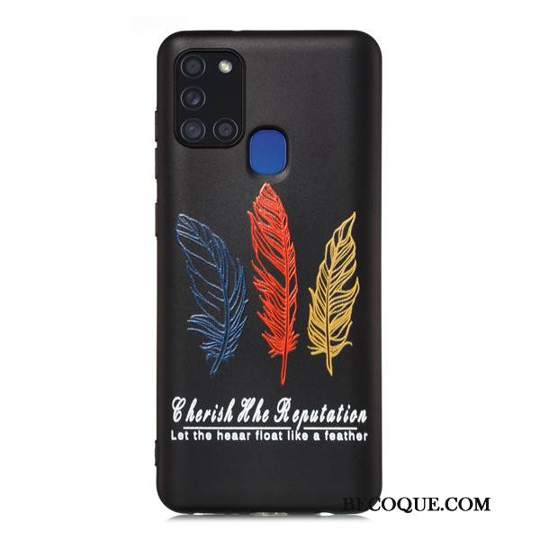 Kuori Samsung Galaxy A21s Laukut Murtumaton Musta, Kotelo Samsung Galaxy A21s Sarjakuva Pesty Suede Puhelimen Kuoret