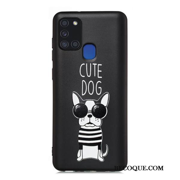 Kuori Samsung Galaxy A21s Laukut Murtumaton Musta, Kotelo Samsung Galaxy A21s Sarjakuva Pesty Suede Puhelimen Kuoret