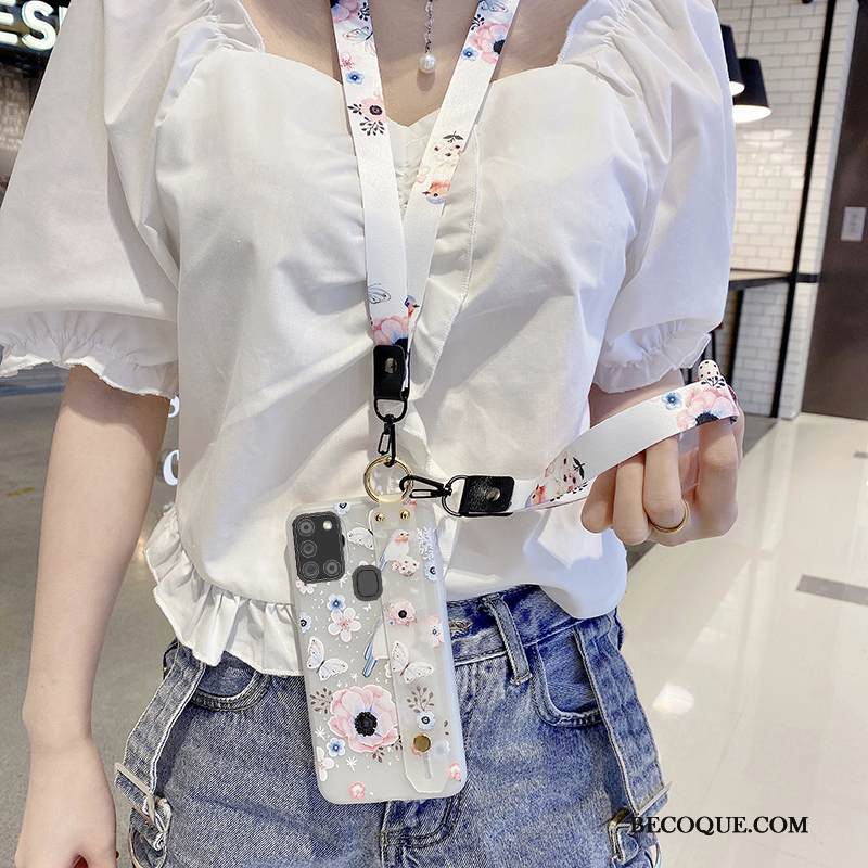 Kuori Samsung Galaxy A21s Luova Läpinäkyvä Rakastunut, Kotelo Samsung Galaxy A21s Pehmeä Neste Murtumaton Valkoinen