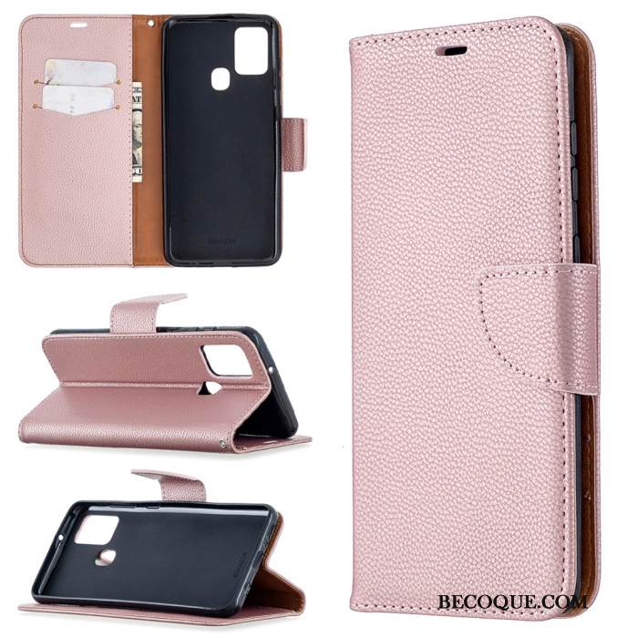 Kuori Samsung Galaxy A21s Nahka Kiinteä Väri Tummansininen, Kotelo Samsung Galaxy A21s Suojaus Kukkakuvio Litsi