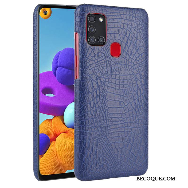 Kuori Samsung Galaxy A21s Nahka Kukkakuvio Tummansininen, Kotelo Samsung Galaxy A21s Suojaus Krokotiili Takakansi