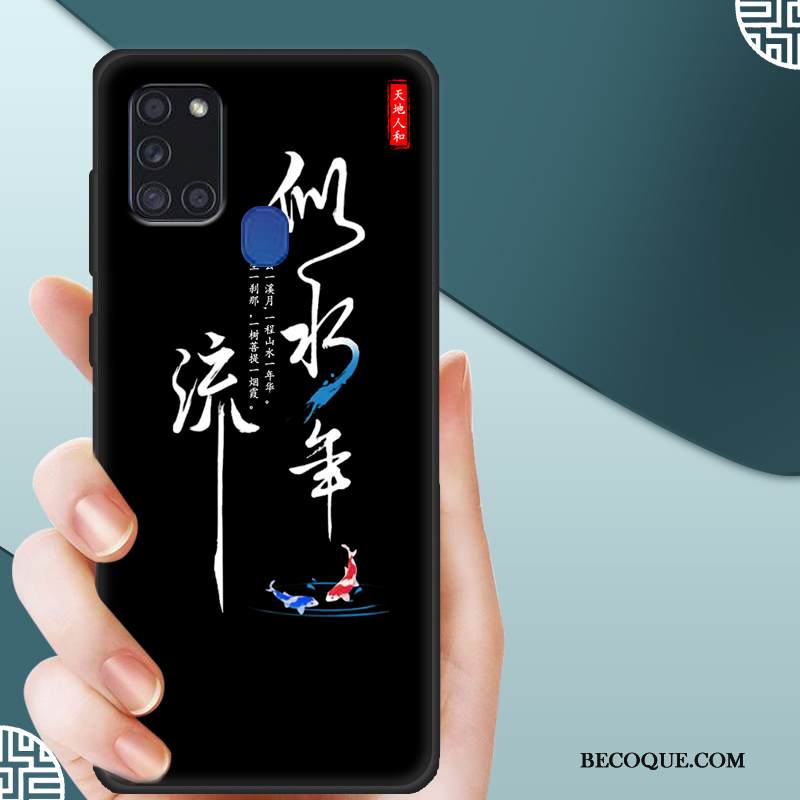 Kuori Samsung Galaxy A21s Suojaus Pesty Suede Trendi, Kotelo Samsung Galaxy A21s Pehmeä Neste Musta Kalvo