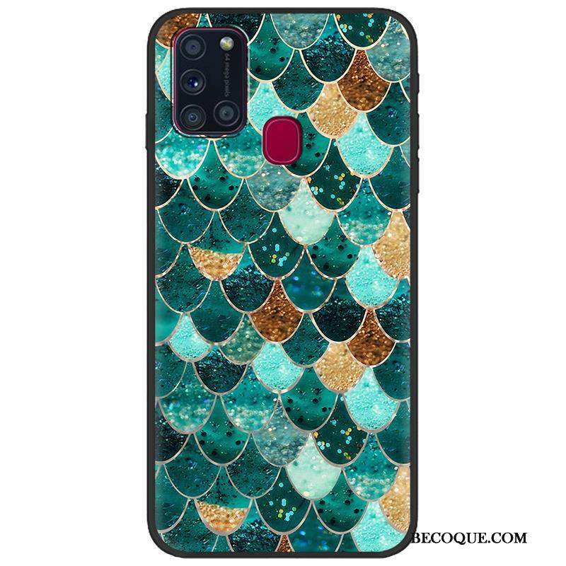 Kuori Samsung Galaxy A21s Suojaus Puhelimen Kuoret Vihreä, Kotelo Samsung Galaxy A21s Sarjakuva Musta Pesty Suede