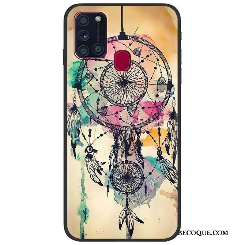 Kuori Samsung Galaxy A21s Suojaus Puhelimen Kuoret Vihreä, Kotelo Samsung Galaxy A21s Sarjakuva Musta Pesty Suede