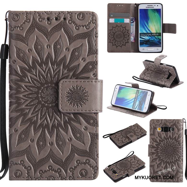 Kuori Samsung Galaxy A3 2015 Nahka Puhelimen Kuoret Punainen, Kotelo Samsung Galaxy A3 2015 Kuoret Uusi