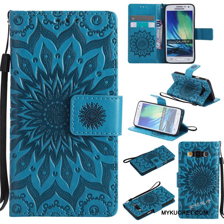 Kuori Samsung Galaxy A3 2015 Nahka Puhelimen Kuoret Punainen, Kotelo Samsung Galaxy A3 2015 Kuoret Uusi