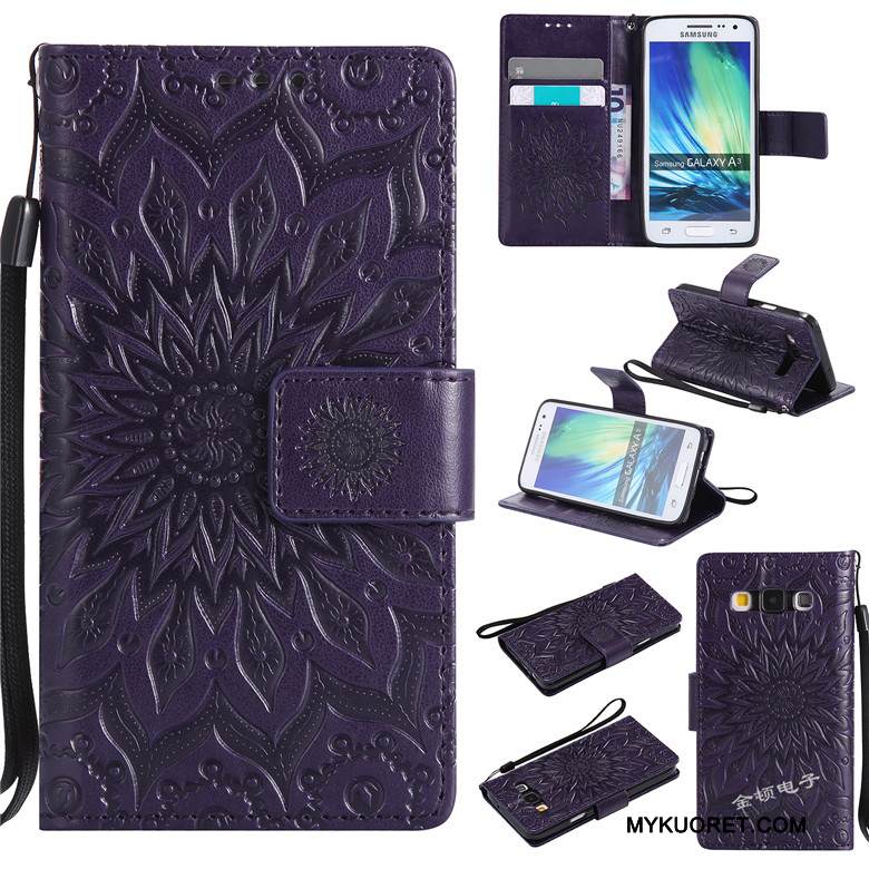 Kuori Samsung Galaxy A3 2015 Nahka Puhelimen Kuoret Punainen, Kotelo Samsung Galaxy A3 2015 Kuoret Uusi