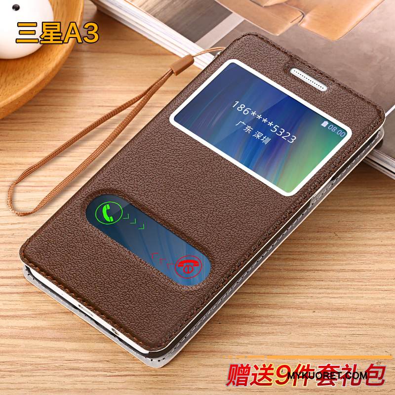 Kuori Samsung Galaxy A3 2015 Nahka Puhelimen Kuoret Uusi, Kotelo Samsung Galaxy A3 2015 Suojaus