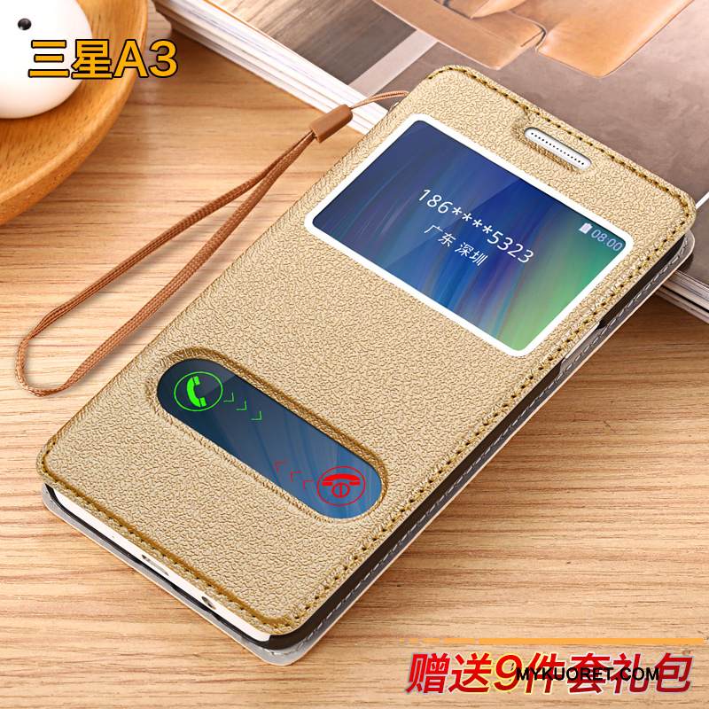 Kuori Samsung Galaxy A3 2015 Nahka Puhelimen Kuoret Uusi, Kotelo Samsung Galaxy A3 2015 Suojaus