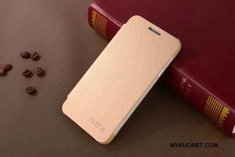 Kuori Samsung Galaxy A3 2015 Nahka Puhelimen Kuoret Uusi, Kotelo Samsung Galaxy A3 2015 Suojaus Vihreä