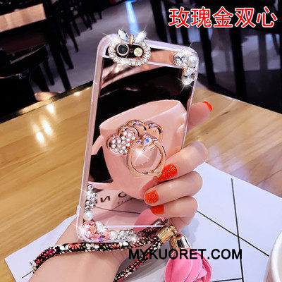 Kuori Samsung Galaxy A3 2016 Suojaus Ripustettavat Koristeet Peili, Kotelo Samsung Galaxy A3 2016 Rhinestone Inlay Trendi Kulta