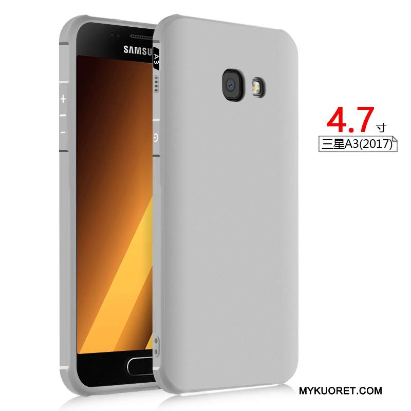 Kuori Samsung Galaxy A3 2017 Pehmeä Neste Musta Puhelimen Kuoret, Kotelo Samsung Galaxy A3 2017 Kohokuviointi Vaalean Murtumaton