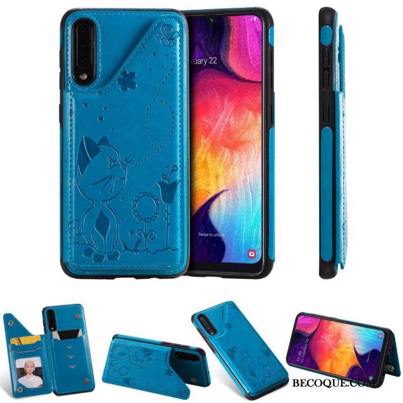 Kuori Samsung Galaxy A30s Laukut Murtumaton Kissa, Kotelo Samsung Galaxy A30s Nahka Harmaa Puhelimen Kuoret