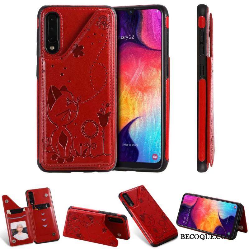 Kuori Samsung Galaxy A30s Laukut Murtumaton Kissa, Kotelo Samsung Galaxy A30s Nahka Harmaa Puhelimen Kuoret