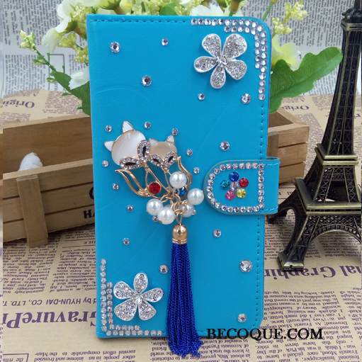 Kuori Samsung Galaxy A40 Nahka Puhelimen Kuoret Sininen, Kotelo Samsung Galaxy A40 Kuoret Ripustettavat Koristeet